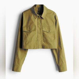 OLIVE, CROPPED CARGO SHIRT SIZE LARGE, NWT
